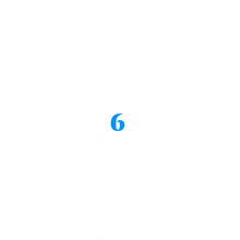 a white background with a blue number 6