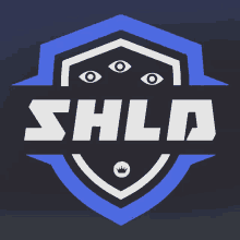 a logo for shld shows a shield with eyes on it