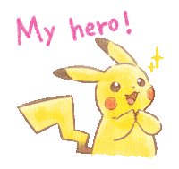 a drawing of a pikachu with the words my hero below it