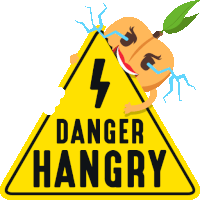 a danger hangry sign with a lightning bolt on it