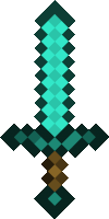 a minecraft diamond sword with a brown handle on a white background