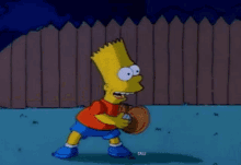 bart simpson is throwing a baseball in a cartoon scene