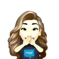 a cartoon girl is wearing a shirt that says miggi on it