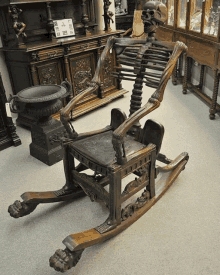 a rocking chair that looks like a skeleton with a skull on it