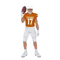 a poster of a texas football player holding a ball