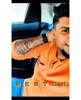 a man with a tattoo on his arm is sitting in a car with the word sketch on the bottom right