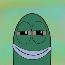 a cartoon character with a smile on his face and a green background