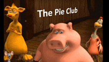 a group of cartoon characters standing next to each other with the words the pie club above them