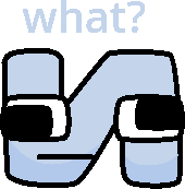 a pixel art drawing of the letter e with sunglasses and the word what behind it