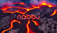 a picture of a volcano with the word nabbi written in red