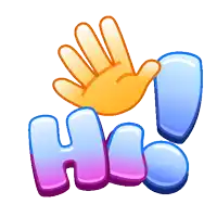 a cartoon drawing of a hand giving a high five over the word hi