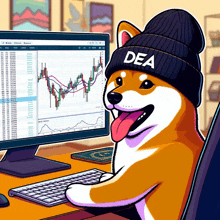 a dog wearing a dea hat is sitting in front of a computer screen