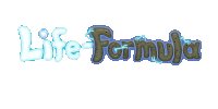 the word life formula is written in a cookie shaped font