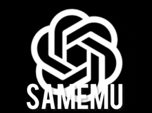 a white logo that says samemu on it