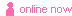 a pink and white logo that says online now .