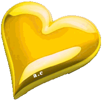 a yellow heart with a.c. written on it