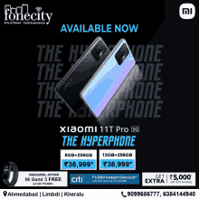 an advertisement for the xiaomi 11t pro 5g hyperphone