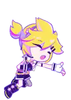 a cartoon character with yellow hair is giving a thumbs up sign