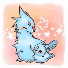 a cartoon drawing of a bird and a cat .