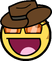 a smiley face with a hat and sunglasses on