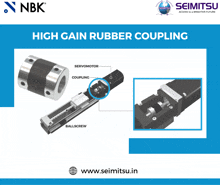 a diagram of a high gain rubber coupling with nbk and seimitsu logos