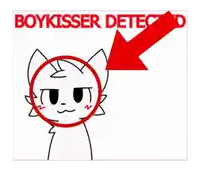 a drawing of a cat with a magnifying glass and the words boykisser detected