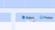 a computer screen shows a status and photos icon