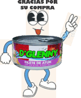 a cartoon drawing of a can of d glenny