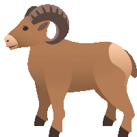 an illustration of a ram with long horns standing on a white background