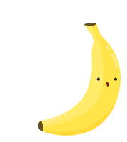 a cartoon banana with a surprised look on its face