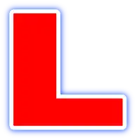 a red letter l with a white border is on a white background