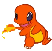 a cartoon drawing of an orange lizard with blue eyes and a yellow tail