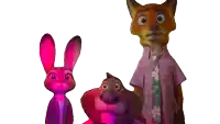 a group of cartoon characters including a fox and a rabbit