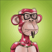 a cartoon monkey wearing glasses and a gold necklace