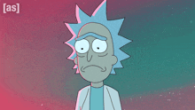 a cartoon of rick from rick and morty with a purple background