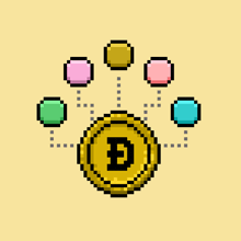 a pixel art illustration of a coin with a letter d on it