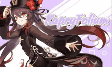 a picture of a girl with long hair and the words kappy folium on the bottom