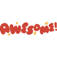 the word awesome is written in red letters