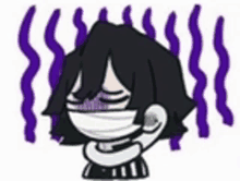 a cartoon of a person wearing a mask with purple smoke coming out of his mouth .