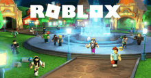 a video game called roblox has a fountain in the middle of it