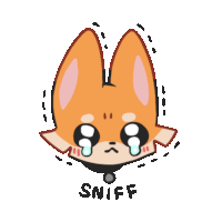 a cartoon drawing of a fox with sniff written on it