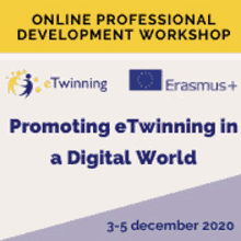 a poster for an online professional development workshop promoting twinning in a digital world