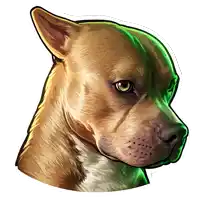 a drawing of a brown and white dog with a green glowing background