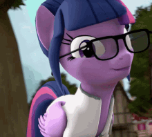 twilight sparkle from my little pony wearing glasses and a white coat