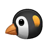 a black and white penguin with a large orange beak on a white background