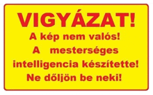 a yellow sign that says " vigyázat " in red