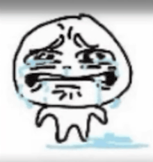 a black and white drawing of a crying jellyfish with tears coming out of its eyes .
