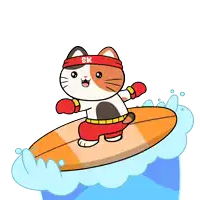 a cartoon cat wearing boxing gloves and a headband that says ' sk ' on it