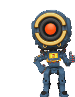 a funko pop of a robot with a stop sign on his chest