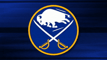 a logo for the sabres shows a bison and two crossed swords